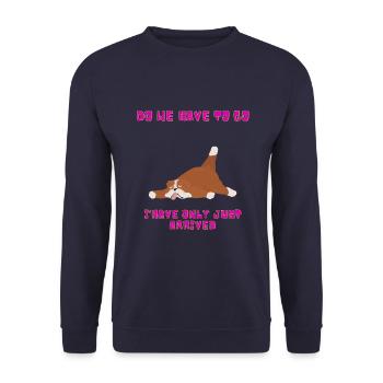 Tired Dog Gift - Unisex Sweatshirt - navy - Front - Alina (178cm) & Michal (187cm)