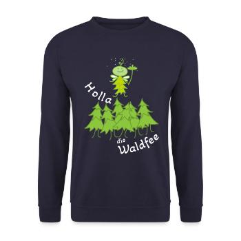 Lustige Fee im Wald Waldfee - Unisex Pullover - Navy - Vorne - Alina (178cm) & Michal (187cm)