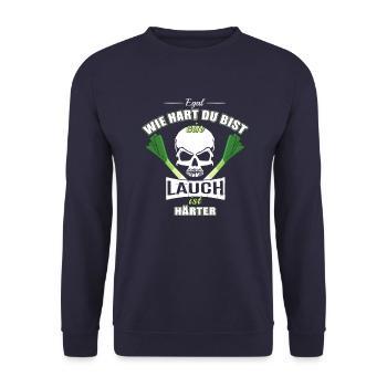 Egal wie hart du bist ein Lauch ist härter.png - Unisex Pullover - Navy - Vorne - Alina (178cm) & Michal (187cm)
