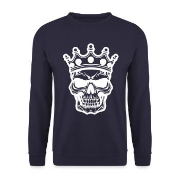 King Skull - Unisex Sweatshirt - navy - Front - Alina (178cm) & Michal (187cm)