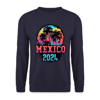 Mexiko 2024 Team Palmen Bunt - Unisex Pullover - Navy - Vorne - Alina (178cm) & Michal (187cm)