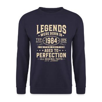 Legenden wurden 1984 geboren - Unisex Pullover - Navy - Vorne - Alina (178cm) & Michal (187cm)