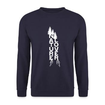 Nature Lover Freiheit Leben Wanderlust - Unisex Pullover - Navy - Vorne - Alina (178cm) & Michal (187cm)