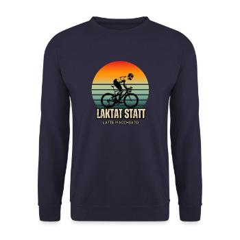 Rad Spruch - Laktatt statt Latte Macchiato - Unisex Pullover - Navy - Vorne - Alina (178cm) & Michal (187cm)