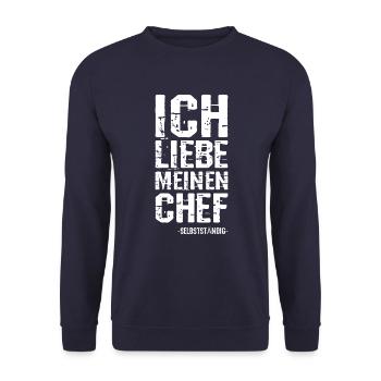 ICH LIEBE MEINEN CHEF - Unisex Pullover - Navy - Vorne - Alina (178cm) & Michal (187cm)