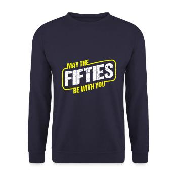 COMME LES ANNÉES 50 POUR ÊTRE AVEC VOUS - 50E ANNIVERSAIRE - Sweat-shirt Unisexe - marine - Devant - Alina (178cm) & Michal (187cm)