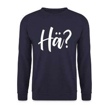 Hä? - Unisex Pullover - Navy - Vorne - Alina (178cm) & Michal (187cm)