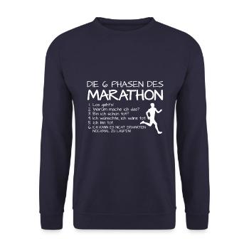 DIE 6 PHASEN DES MARATHON - Unisex Pullover - Navy - Vorne - Alina (178cm) & Michal (187cm)