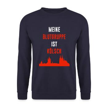 MEINE BLUTGRUPPE IST KÖLSCH - Unisex Pullover - Navy - Vorne - Alina (178cm) & Michal (187cm)