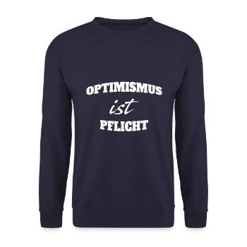 OPTIMISMUS IST PFLICHT - Unisex Pullover - Navy - Vorne - Alina (178cm) & Michal (187cm)