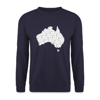 Carte de l’Australie avec modèle animal - Sweat-shirt Unisexe - marine - Devant - Alina (178cm) & Michal (187cm)