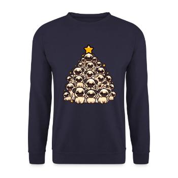 Festive Pug: A Dog Under the Christmas Tree - Unisex Sweatshirt - navy - Front - Alina (178cm) & Michal (187cm)