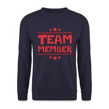 Team Mitglied - Unisex Pullover - Navy - Vorne - Alina (178cm) & Michal (187cm)