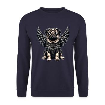Cute pug angel with baroque and gothic - Unisex Sweatshirt - navy - Front - Alina (178cm) & Michal (187cm)