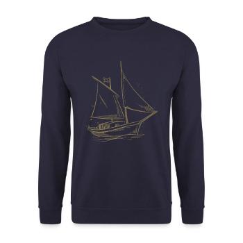 Voilier Silhouette Mer Design Minimaliste - Sweat-shirt Unisexe - marine - Devant - Alina (178cm) & Michal (187cm)
