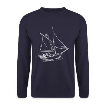 Voilier Silhouette Mer Design Minimaliste - Sweat-shirt Unisexe - marine - Devant - Alina (178cm) & Michal (187cm)