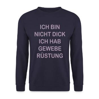 Lustige Sprüche Geweberüstung Nicht Dick - Unisex Pullover - Navy - Vorne - Alina (178cm) & Michal (187cm)