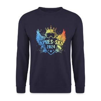 Après Ski 2024 Saying Colorful - Unisex Sweatshirt - navy - Front - Alina (178cm) & Michal (187cm)