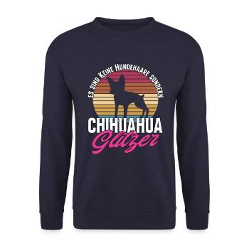 Es Sind Keine Hundehaare Lustiger Chihuahua - Unisex Pullover - Navy - Vorne - Alina (178cm) & Michal (187cm)