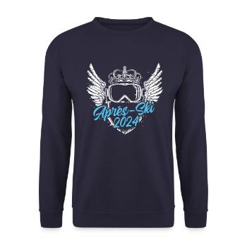 Apres Ski 2024 Wappen Spruch Ski Urlaub - Unisex Pullover - Navy - Vorne - Alina (178cm) & Michal (187cm)