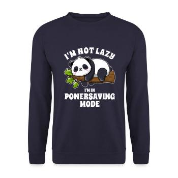 Panda - Ich bin nicht faul - im Energiespar Modus - Unisex Pullover - Navy - Vorne - Alina (178cm) & Michal (187cm)