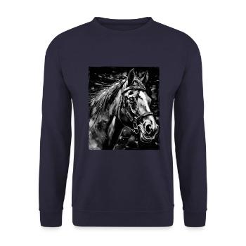 Pferd Porträt - Unisex Pullover - Navy - Vorne - Alina (178cm) & Michal (187cm)