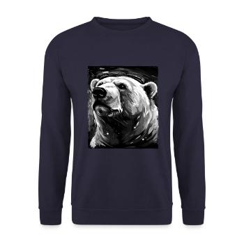 Polar Bear Portrait Polar Bear - Unisex Sweatshirt - navy - Front - Alina (178cm) & Michal (187cm)