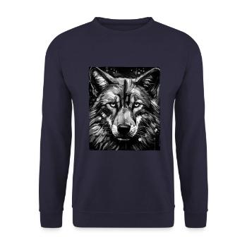 Wolf Portrait - Unisex Sweatshirt - navy - Front - Alina (178cm) & Michal (187cm)