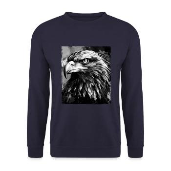 Adler Porträt - Unisex Pullover - Navy - Vorne - Alina (178cm) & Michal (187cm)