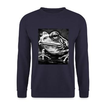 Frosch Porträt - Unisex Pullover - Navy - Vorne - Alina (178cm) & Michal (187cm)