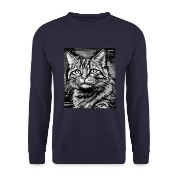 Cat Portrait - Unisex Sweatshirt - navy - Front - Alina (178cm) & Michal (187cm)