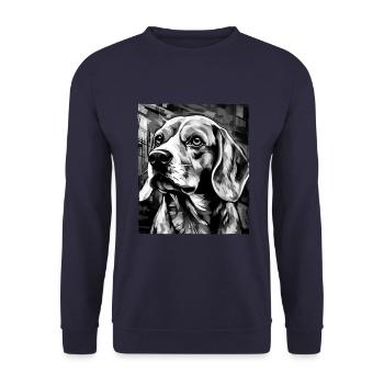 Portrait de chien beagle - Sweat-shirt Unisexe - marine - Devant - Alina (178cm) & Michal (187cm)