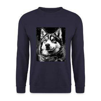 Portrait de chien husky - Sweat-shirt Unisexe - marine - Devant - Alina (178cm) & Michal (187cm)