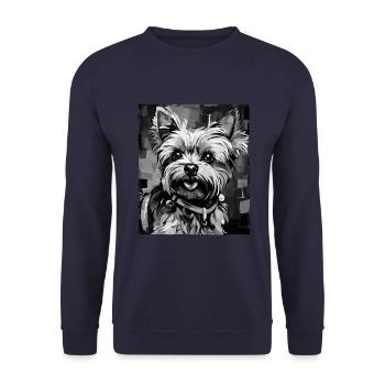Yorkshire Terrier Hund Porträt - Unisex Pullover - Navy - Vorne - Alina (178cm) & Michal (187cm)