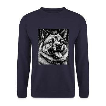 Akita Hund Porträt - Unisex Pullover - Navy - Vorne - Alina (178cm) & Michal (187cm)