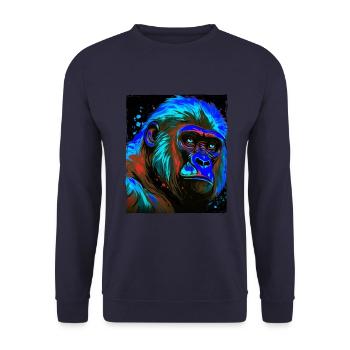Gorilla Porträt - Unisex Pullover - Navy - Vorne - Alina (178cm) & Michal (187cm)
