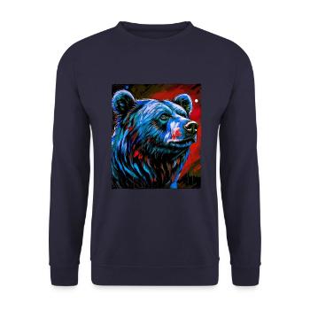 Bear Portrait - Unisex Sweatshirt - navy - Front - Alina (178cm) & Michal (187cm)