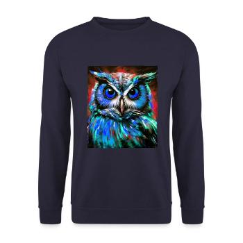 Owl Portrait - Unisex Sweatshirt - navy - Front - Alina (178cm) & Michal (187cm)