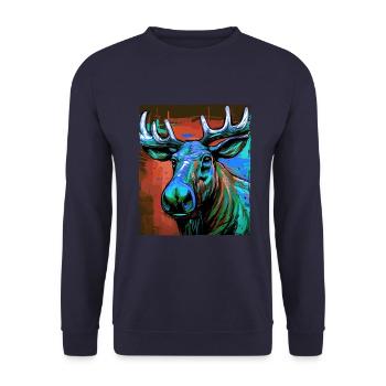 Moose Portrait - Unisex Sweatshirt - navy - Front - Alina (178cm) & Michal (187cm)