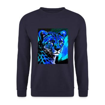 Cheetah Portrait - Unisex Sweatshirt - navy - Front - Alina (178cm) & Michal (187cm)