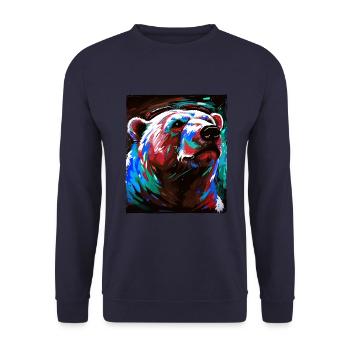 Polar Bear Portrait Polar Bear - Unisex Sweatshirt - navy - Front - Alina (178cm) & Michal (187cm)