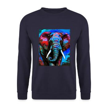 Elephant Portrait - Unisex Sweatshirt - navy - Front - Alina (178cm) & Michal (187cm)