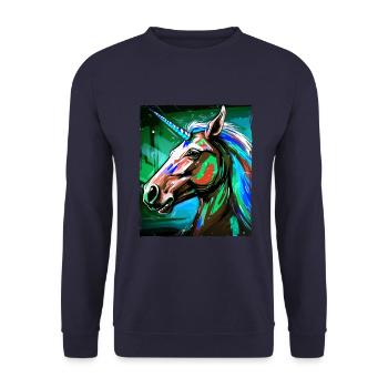 Unicorn Portrait - Unisex Sweatshirt - navy - Front - Alina (178cm) & Michal (187cm)
