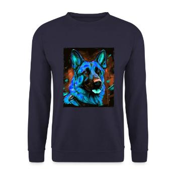 German Shepherd Dog Portrait - Unisex Sweatshirt - navy - Front - Alina (178cm) & Michal (187cm)