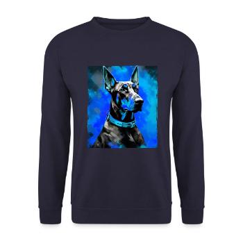 Doberman Dog Portrait - Unisex Sweatshirt - navy - Front - Alina (178cm) & Michal (187cm)