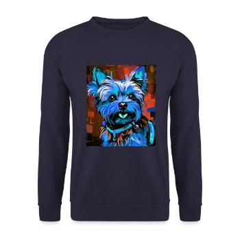 Yorkshire Terrier Hund Porträt - Unisex Pullover - Navy - Vorne - Alina (178cm) & Michal (187cm)