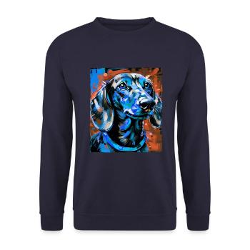 Dachshund Dog Portrait Dachshund - Unisex Sweatshirt - navy - Front - Alina (178cm) & Michal (187cm)