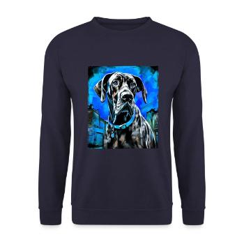 Portrait de chien dogue allemand - Sweat-shirt Unisexe - marine - Devant - Alina (178cm) & Michal (187cm)