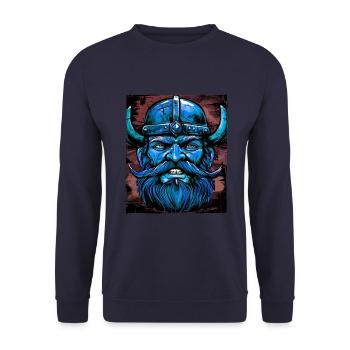Wikinger Krieger Valhalla Odin - Unisex Pullover - Navy - Vorne - Alina (178cm) & Michal (187cm)