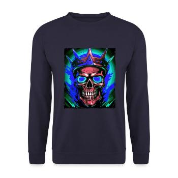 Skull King Crown - Unisex Sweatshirt - navy - Front - Alina (178cm) & Michal (187cm)